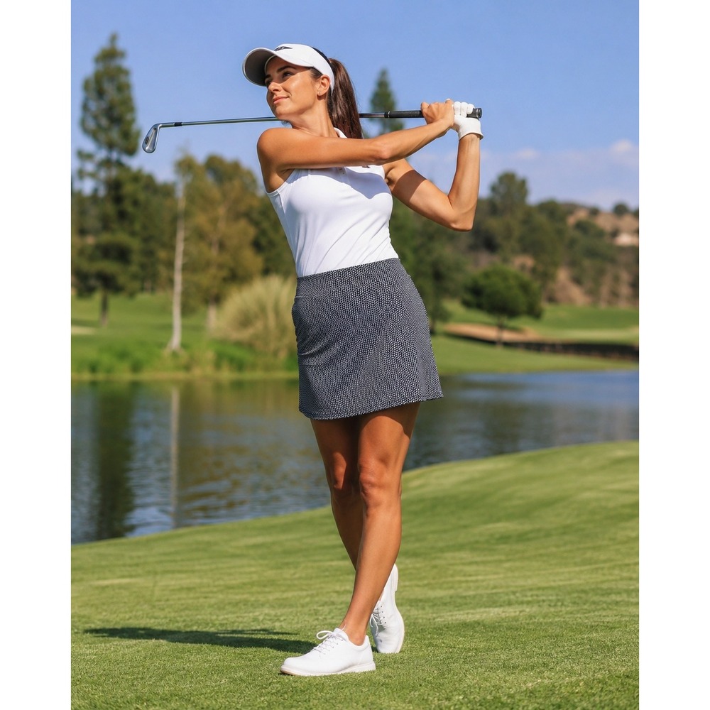 Fairway & Green Ladies 8 Skirt Skort Herringbone Golf Tennis Pickle Ball Black